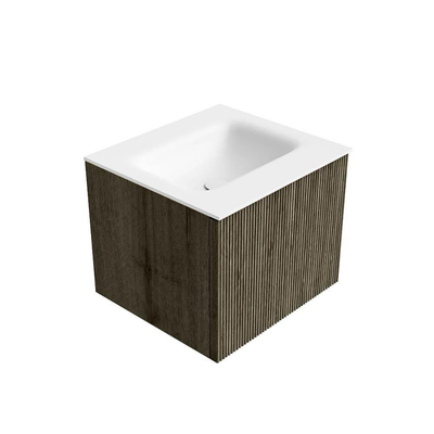 Mondiaz KURVE Ensemble de meuble salle de bain - 50x46x40cm - 1 tiroir - lavabo en solid surface - milieu - sans trou de robinet - Shadow