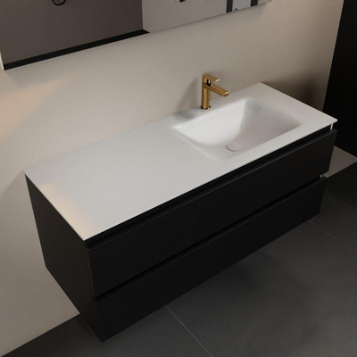 Mondiaz AIVY Ensemble de meuble - 120x45x50cm - 1 trou de robinet - 1 vasque Talc Solid surface - Droite - 2 tiroirs - avec miroir - MDF Urban
