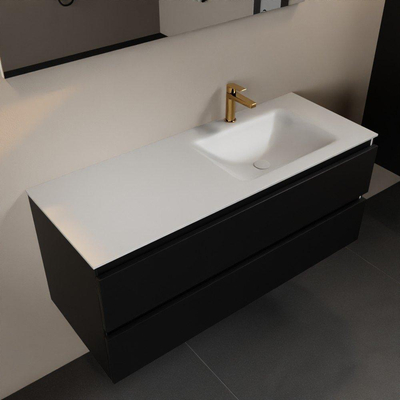 Mondiaz Aivy ensemble meuble de salle de bain - 120x45x50cm - 1 trou de robinet - 1 vasque talc Solid surface - Droite - 2 tiroirs - Avec miroir - MDF Urban
