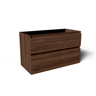Saniclass Prime Vita Meuble de salle de bain - 100x46x60cm - plan de toilette - sans trou de robinet - 2 tiroirs - noyer
