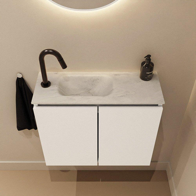 MONDIAZ TURE-DLUX 60cm toiletmeubel Talc. EDEN wastafel Opalo positie links. Met 1 kraangat.