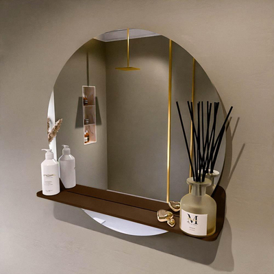 Mondiaz SPOT spiegel – Ø70 cm – met planchet – Rust (bruin)