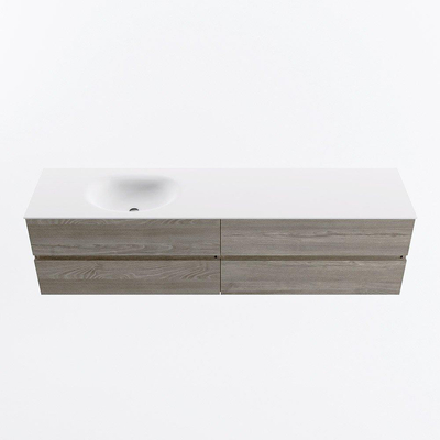 Mondiaz Vica ensemble de meuble de salle de bain - 190cm - meuble sous-vasque marron clair gris - 4 tiroirs - lavabo lune gauche - 1 trou de robinet - version haute de 60cm - talc