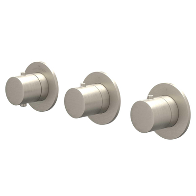 IVY Bond Ensemble de douche pluie - encastré - symmetry - 2 robinets d'arrêt - bras de douche mural 40cm - pomme de douche principale medium 20cm - barre de douche avec sortie - flexible de douche 150cm - douchette bâton - Nickel brossé PVD