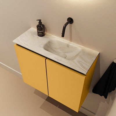 MONDIAZ TURE-DLUX 60cm toiletmeubel Ocher. EDEN wastafel Ostra positie rechts. Zonder kraangat.