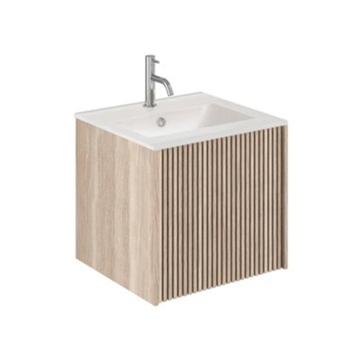 Crosswater Limit Badkamermeubelset - 50x45x45cm - 1 lade - keramieken wastafel - modern oak/anthracite (hout)