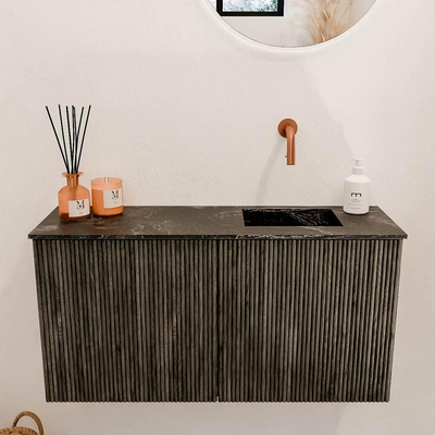 Mondiaz JOYA-DLUX 80cm toiletmeubel - kleur Shadow - Wastafel FAYE positie Rechts Zonder kraangat kleur Lava.