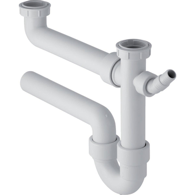 Geberit buissifon - voor spoeltafel - met 2 bakken - met afvoerbocht - 5/4" - D - 40mm - kunststof - wit