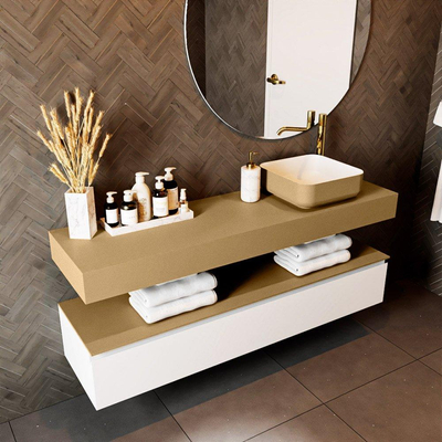 Mondiaz TOP 23 Vrijhangend Topblad - 150x23.5x12cm - geschikt voor waskom - Solid surface - Oro