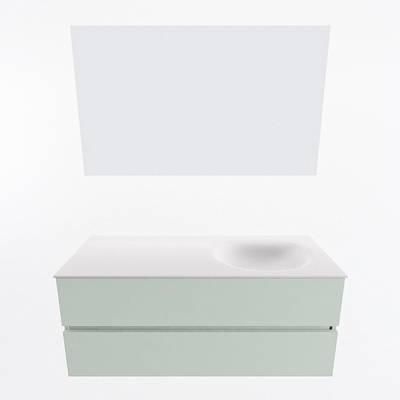 Mondiaz VICA ensemble de meuble de salle de bain - 120cm - meuble sous-vasque greey - 2 tiroirs - lavabo moon droite - 1 trou de robinet - couleur talc - miroir LED - version XL 60cm haut