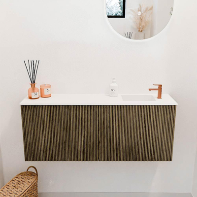 Mondiaz JOYA 100cm meuble de salle de bains - couleur Dusk - Vasque FAYE position Droite 1 trou de robinet couleur Talc.