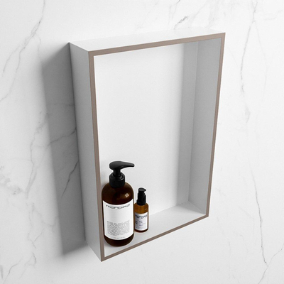 Mondiaz Easy nis 29.5x44.5x8cm voor Inbouw/opbouw 1 open vak Solid surface Talc/Smoke