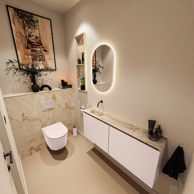 MONDIAZ TURE-DLUX 120cm toiletmeubel Rosee. EDEN wastafel Frappe positie links. Zonder kraangat.