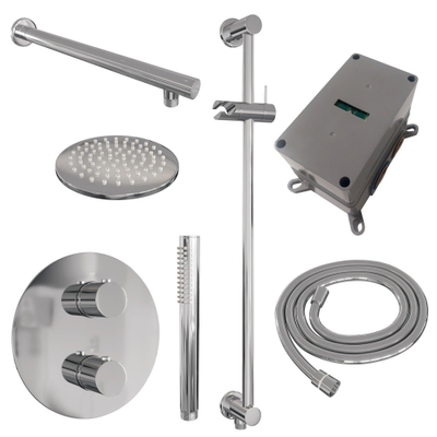 BRAUER Chrome Edition inbouw regendoucheset – Ø20 cm hoofddouche – 39.4 cm rechte wandarm – staafhanddouche – glijstang 70 cm