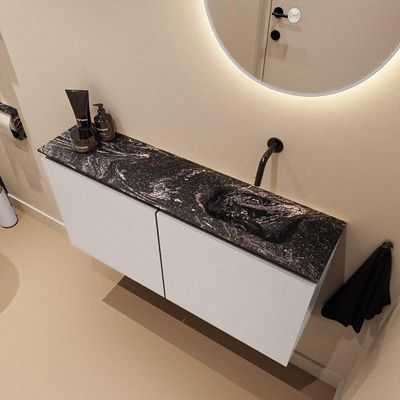 MONDIAZ TURE-DLUX 100cm toiletmeubel Linen. EDEN wastafel Lava positie rechts. Zonder kraangat.