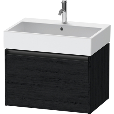 Duravit Ketho.2 Wastafelonderbouwkast - met 1 lade - 68.4x46x44cm - met greep antraciet - eiken zwart mat