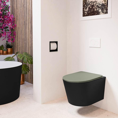 MONDIAZ LAVIE WC suspendu - 36x53cm - sans bride - Army (vert) - softclose - quick-release - abattant WC - Urban (noir)
