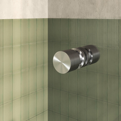 BRAUER Void Carving Nisdeur - 70x200cm - draaideur - glascoating - omkeerbaar - helder glas - Geborsteld RVS PVD