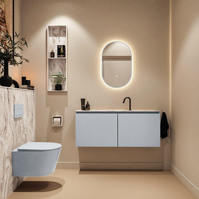 MONDIAZ TURE-DLUX Meuble toilette - 120cm - Clay - EDEN - vasque Glace - position centrale - 1 trou de robinet