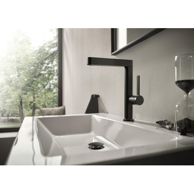 Hansgrohe Finoris wastafelkraan - met draaibare uitloop - brushed black chrome (zwart)