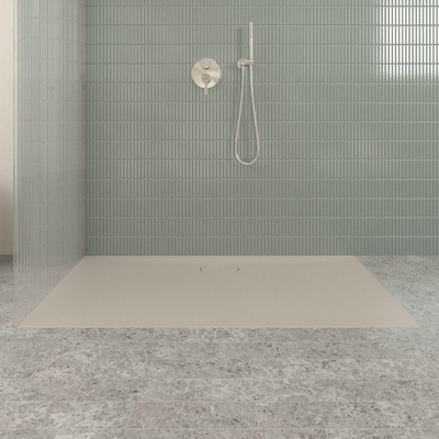 Villeroy & Boch Ecora douchebak - 140x80x3.5cm - afvoer lange zijde - almond (beige)
