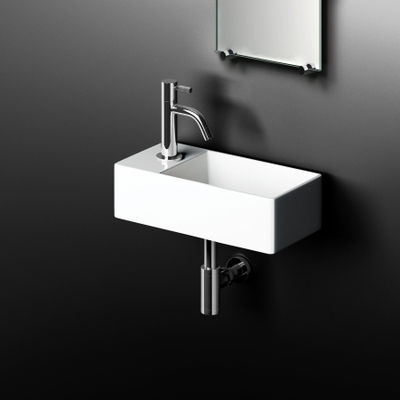 Clou New Flush fontein 35x18cm inclusief plug met kraangat links Keramiek Wit