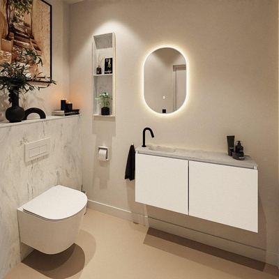 MONDIAZ TURE-DLUX 100cm toiletmeubel Talc. EDEN wastafel Opalo positie links. Met 1 kraangat.