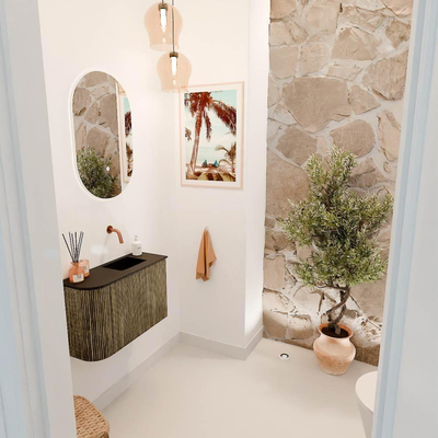 Mondiaz JOYA 61.6cm toiletmeubel - ronding links kleur Dusk - Wastafel FAYE positie Rechts Zonder kraangat kleur Urban.