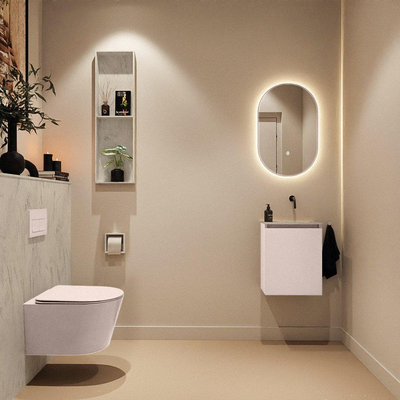 MONDIAZ TURE-DLUX meuble WC 40 cm Rosee. EDEN vasque Opalo position droite. Sans trou de robinet.