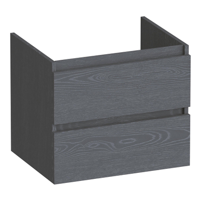 BRAUER Joy meuble sous lavabo 60 2 tiroirs softclose - sans poignée - 1 découpe pour le siphon - Gris Bois