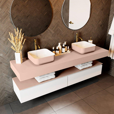 Mondiaz TOP 51 Vrijhangend Topblad - 180x51x12cm - geschikt voor waskom - Solid surface - Rosee