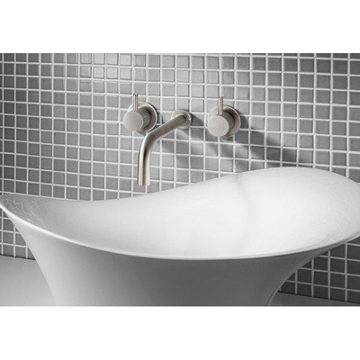 Crosswater mpro mélangeur lavabo encastré - 3 trous - avec bec 19cm - acier inoxydable brossé