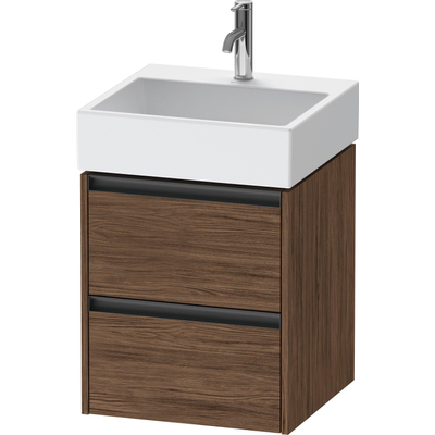 Duravit Ketho 2 meuble sous-lavabo - 2 tiroirs - 48,4x46x54,9cm - poignées anthracite - noyer foncé mat