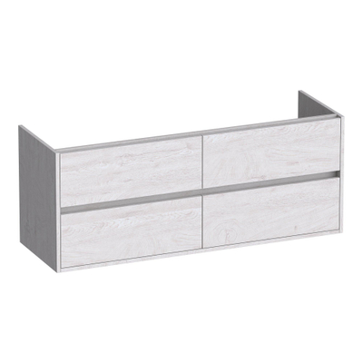 BRAUER Adore meuble sous lavabo - 140x46x55cm - 4 tiroirs à fermeture douce - sans poignée - 2 découpes pour siphon - Forest Seashell