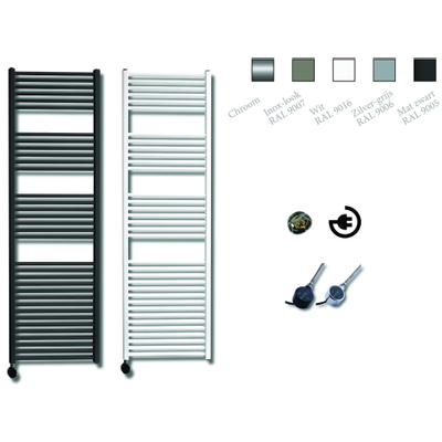 Sanicare radiateur électrique design 172 x 45 cm 920 watts thermostat chrome en bas à gauche blanc