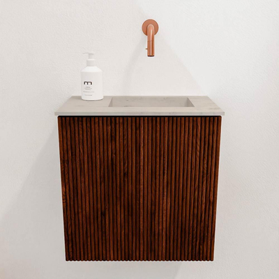 Mondiaz JOYA-DLUX 40cm toiletmeubel - kleur Ruby - Wastafel FAYE positie Rechts Zonder kraangat kleur Opalo.