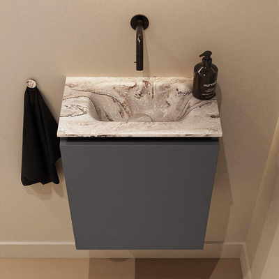 MONDIAZ TURE-DLUX 40cm toiletmeubel Dark Grey. EDEN wastafel Glace positie midden. Zonder kraangat.
