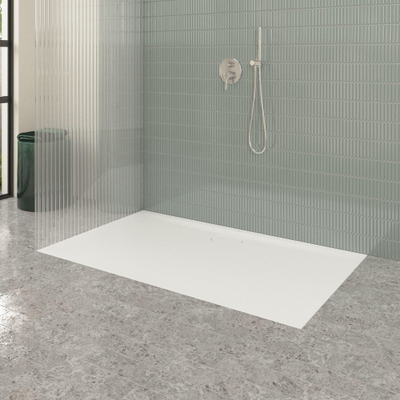 Villeroy & Boch Ecora douchebak - 150x90x3.5cm - afvoer lange zijde - stone white (wit)