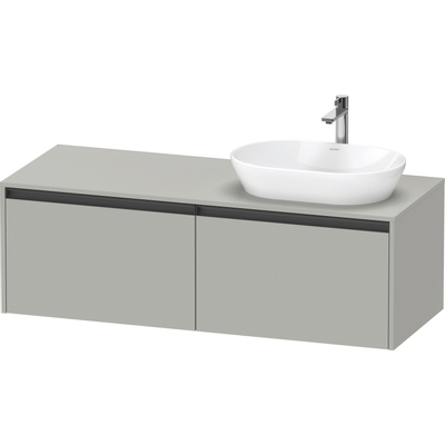 Duravit Ketho.2 Wastafelonderbouwkast - inclusief consoleplaat - met 2 laden - voor waskom rechts - 140x55x45.9cm - met handgrepen antraciet - betongrijs mat