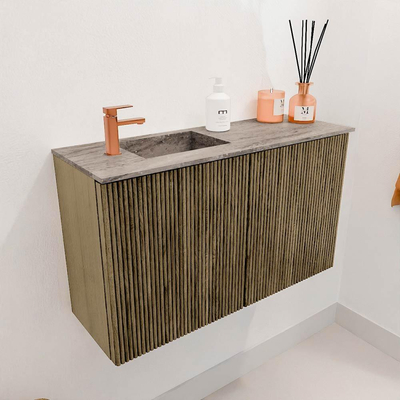 Mondiaz JOYA-DLUX 70cm toiletmeubel - kleur Dusk - Wastafel FAYE positie Links 1 kraangat kleur Oza.