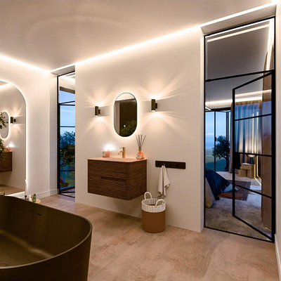 Mondiaz CIRO-DLUX Meuble de salle de bains - 80x45x50cm - Plan vasque solid surface Saba - 1 vasque centrale - 1 trou de robinet - 2 tiroirs - Dusk