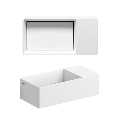 Clou New Flush 3 lave-mains 35x18cm trou de robinet pré-percé aluite Blanc mat