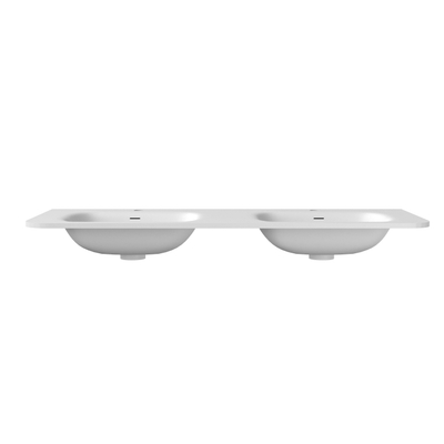 Royal Plaza Terra Vasque pour meuble - 121x46x1.2cm - 2 vasques - 2 trous de robinet - solid surface - coins arrondis - blanc mat