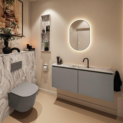 MONDIAZ TURE-DLUX 120cm toiletmeubel Smoke. EDEN wastafel Glace positie midden. Met 1 kraangat.