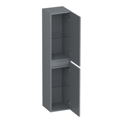 BRAUER Joy Wavy Armoire haute - 160x35x35cm - 1 porte - ouverture à gauche ou à droite - sans poignée - gris mat