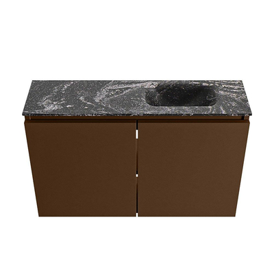 MONDIAZ TURE-DLUX 80cm toiletmeubel Rust. EDEN wastafel Lava positie rechts. Zonder kraangat.