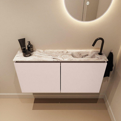 MONDIAZ TURE-DLUX 100cm toiletmeubel Rosee. EDEN wastafel Glace positie rechts. Met 1 kraangat.