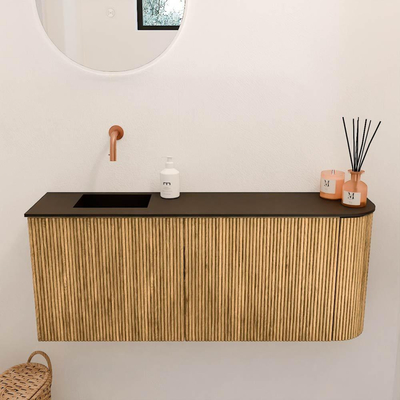 Mondiaz JOYA 101.6cm toiletmeubel - ronding rechts kleur Oak - Wastafel FAYE positie Links Zonder kraangat kleur Urban.