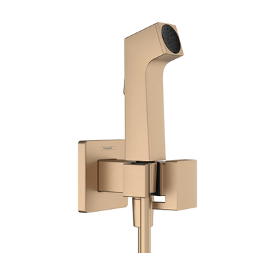 Hansgrohe Bidette bidet handdouche - 1jet e ecosmart v. warm waterm. Porter douchehouder en doucheslang 125cm - brushed bronze