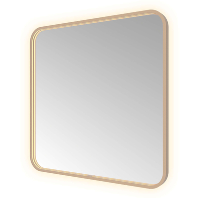 Hotbath &MORE Spiegel - 80x80cm - direct en indirect LED - spiegelverwarming - color changing - dimbaar - met afstandsbediening - PVD - geborsteld koper